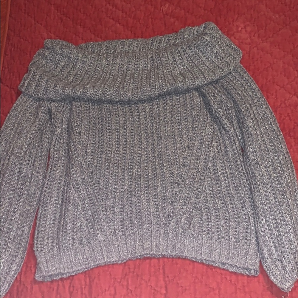 Forever 21 grey off the shoulder knit sweater